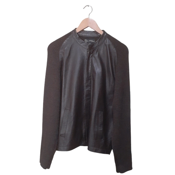 Roots Passport Men's Size Medium Jacket Leather Front Wool Back and Sleeves - Picture 1 of 3